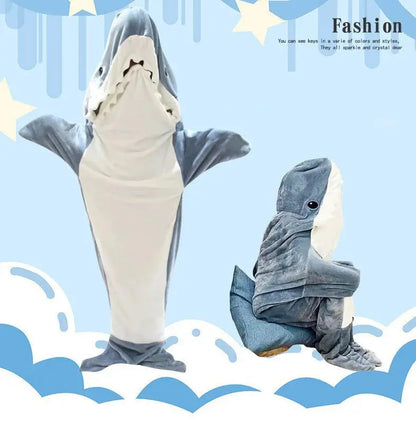 Cartoon Shark Blanket Hoodie -Blue Periwinkley Shop