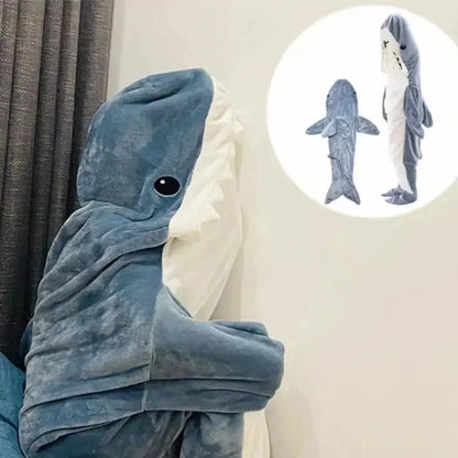 Cartoon Shark Blanket Hoodie -Blue Periwinkley Shop
