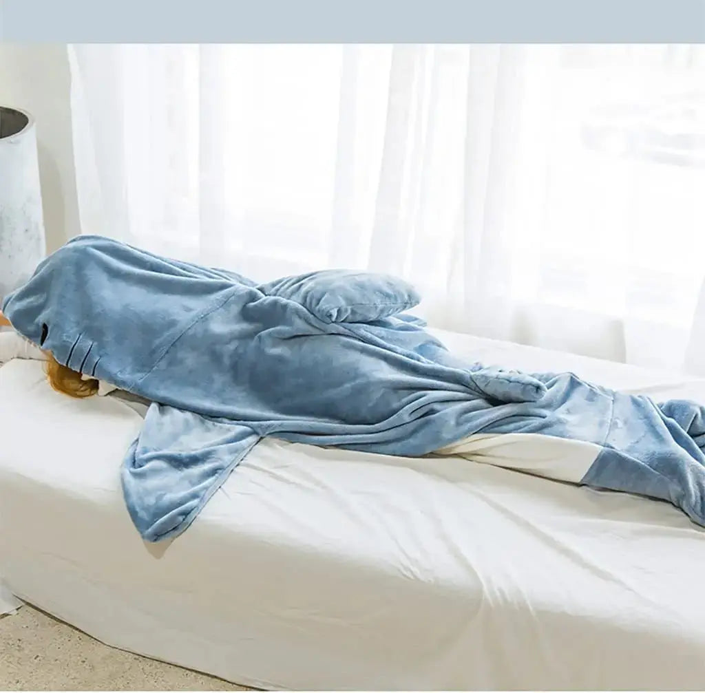 Cartoon Shark Blanket Hoodie -Blue Periwinkley Shop