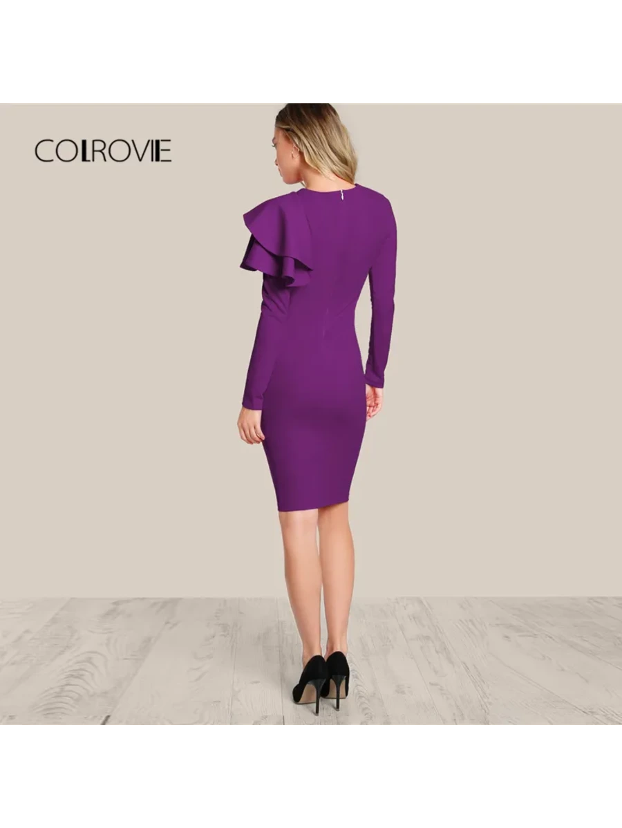 RUFFLE SLEEVE BODYCON DRESS Periwinkley Shop