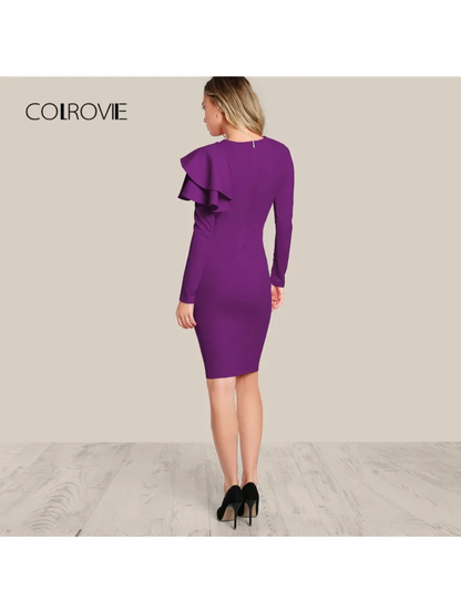 RUFFLE SLEEVE BODYCON DRESS Periwinkley Shop