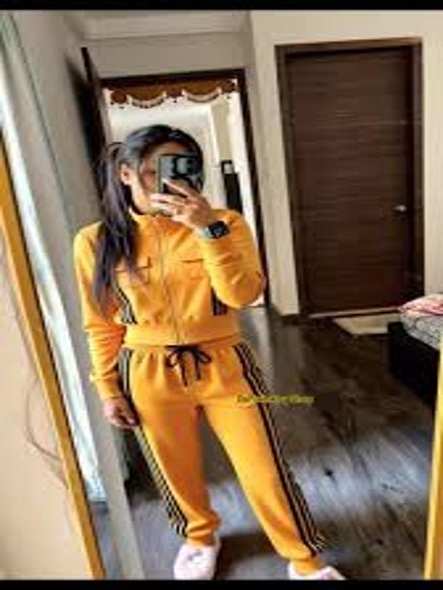 Mustard Striped Jacket and Track Pant Co-ord Set