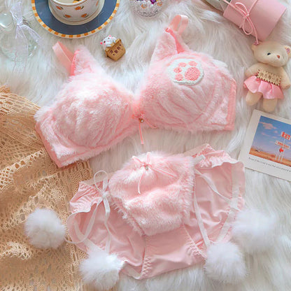 plush Cat Paw Lingerie Set - Pink Periwinkley Shop