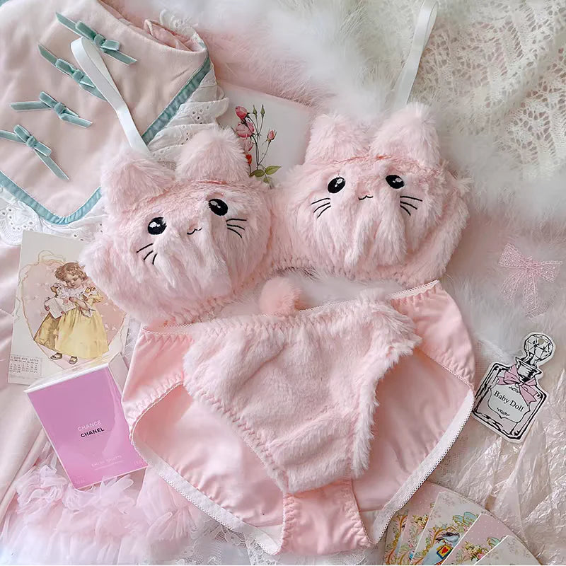 plush Kitty Lingerie Set - Pink Periwinkley Shop