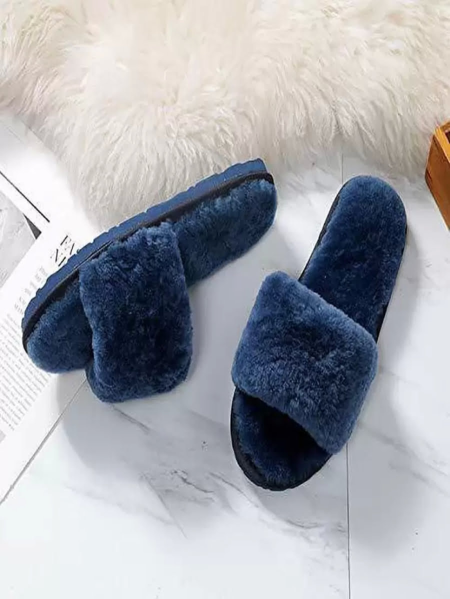 Blue Fur Slides Periwinkley Shop